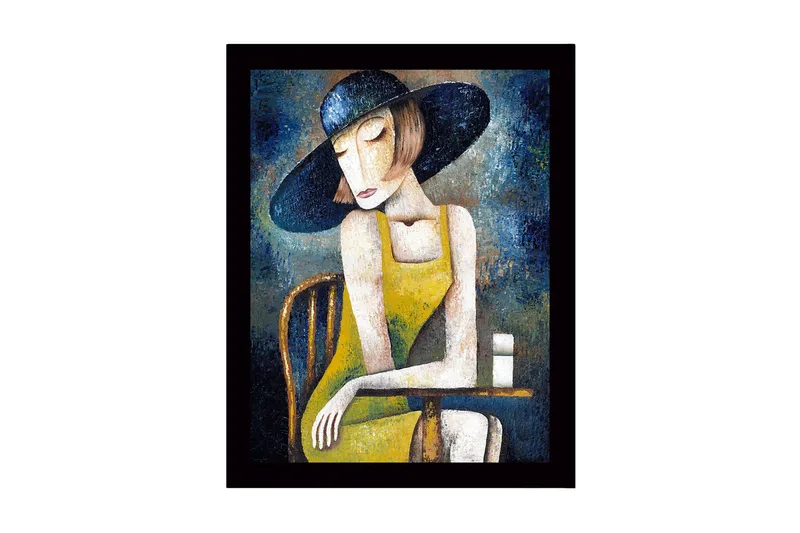 Billede med ramme flerfarvet, 41x56 cm