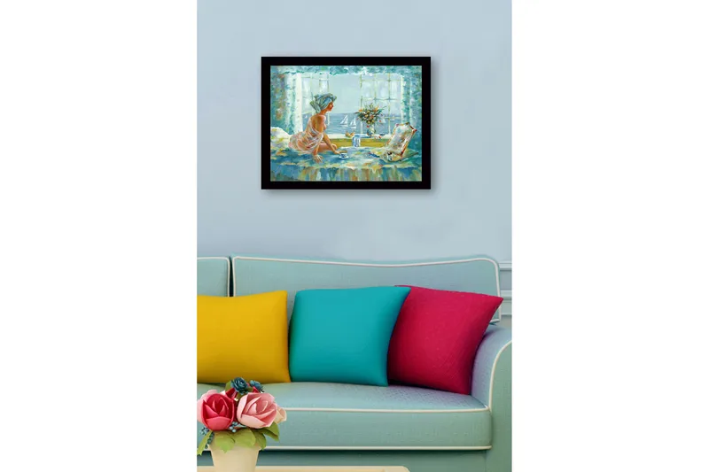 Billede med ramme flerfarvet - 44x15 cm - Boligtilbehør - Billeder & kunst