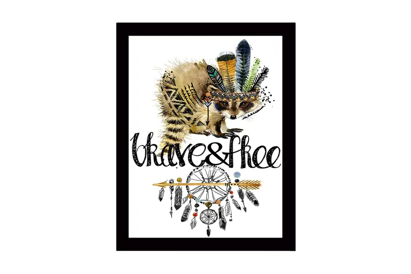 Billede med ramme flerfarvet, 44x15 cm