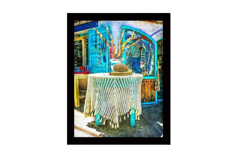 Billede med ramme flerfarvet, 44x15 cm