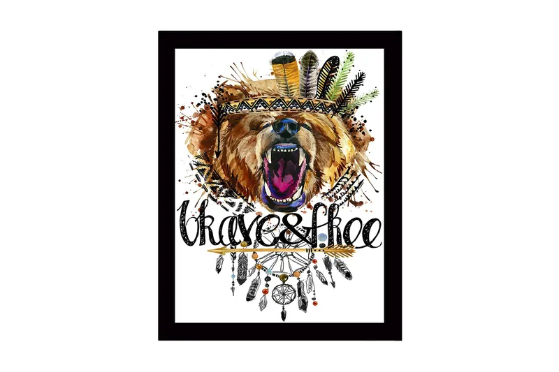 Billede med ramme flerfarvet, 44x15 cm