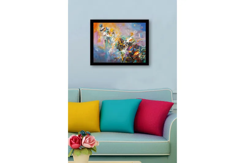 Billede med ramme flerfarvet - 44x15 cm - Boligtilbehør - Billeder & kunst