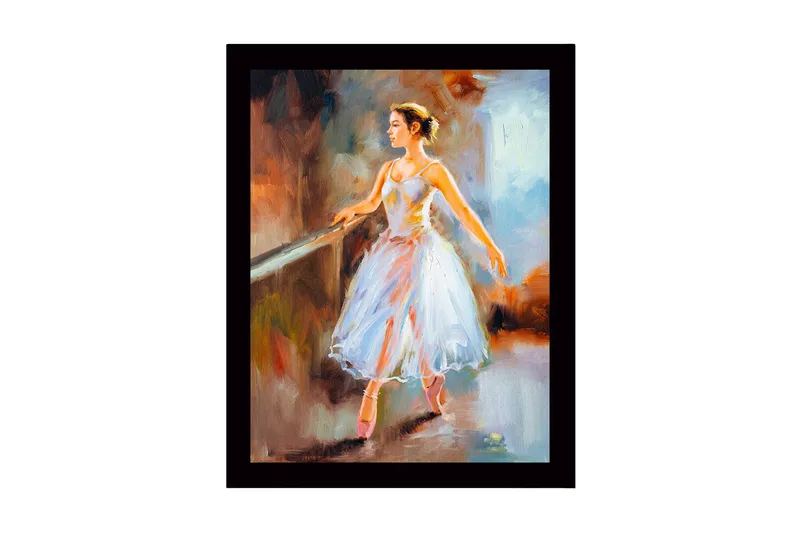 Billede med ramme flerfarvet, 44x15 cm