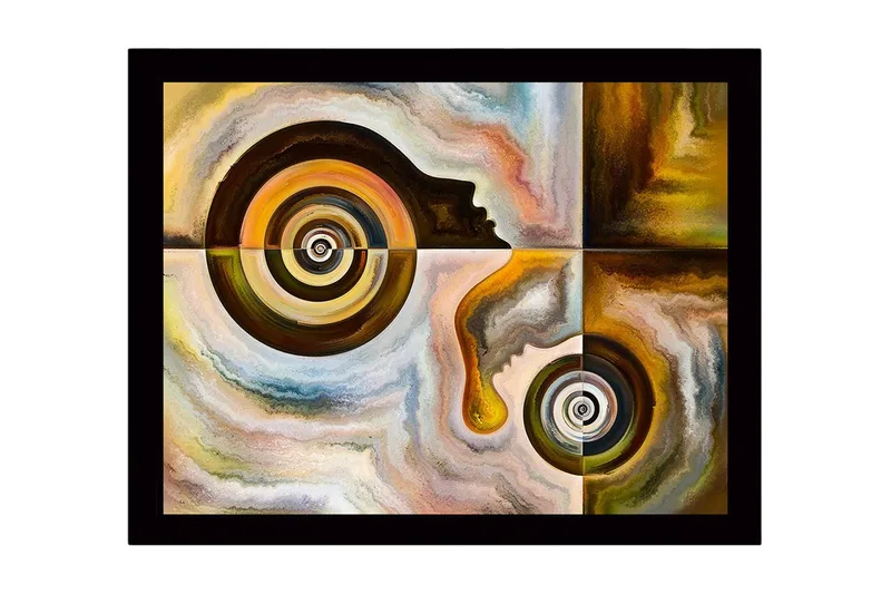 Billede med ramme flerfarvet, 44x15 cm