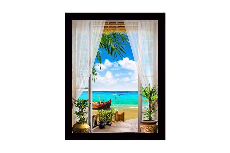 Billede med ramme flerfarvet, 44x15 cm