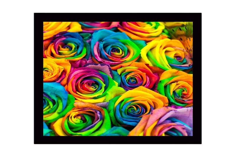 Billede med ramme flerfarvet, 44x15 cm