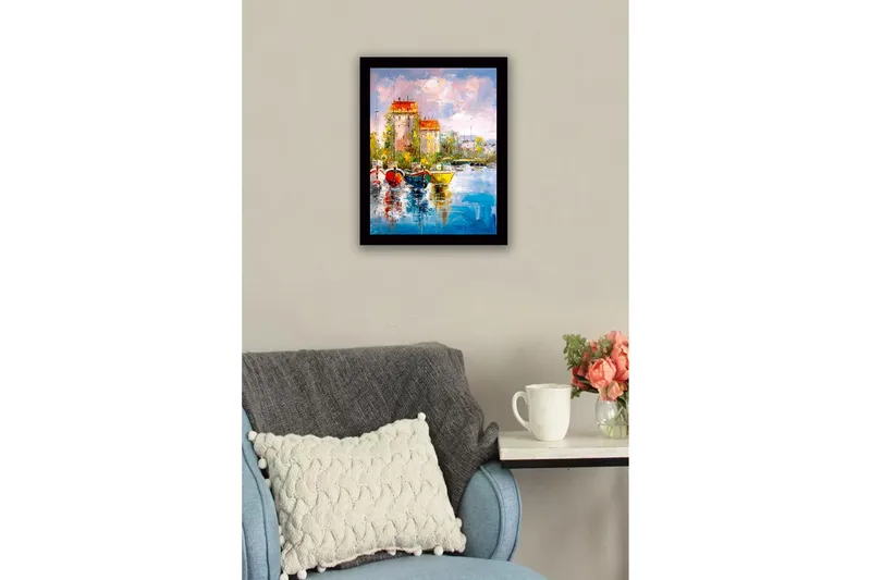 Billede med ramme flerfarvet - 44x15 cm - Boligtilbehør - Billeder & kunst