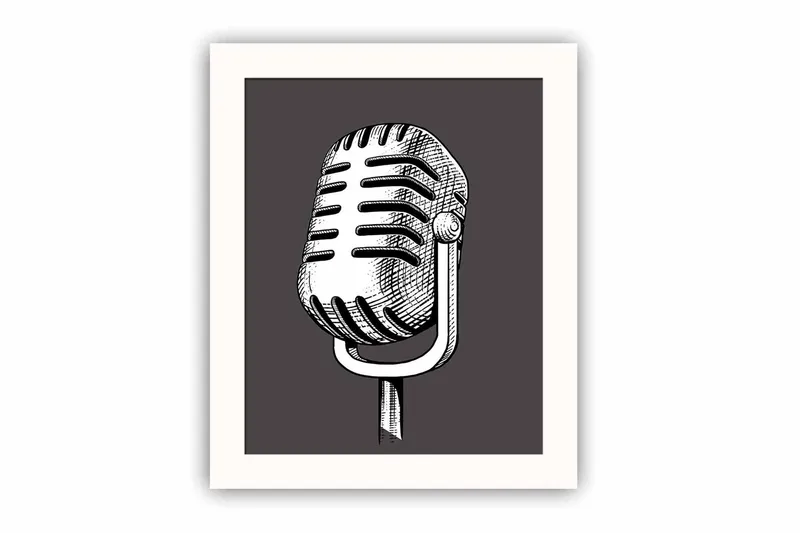 Billede Musik med ramme flerfarvet, 22,3x52,8 cm