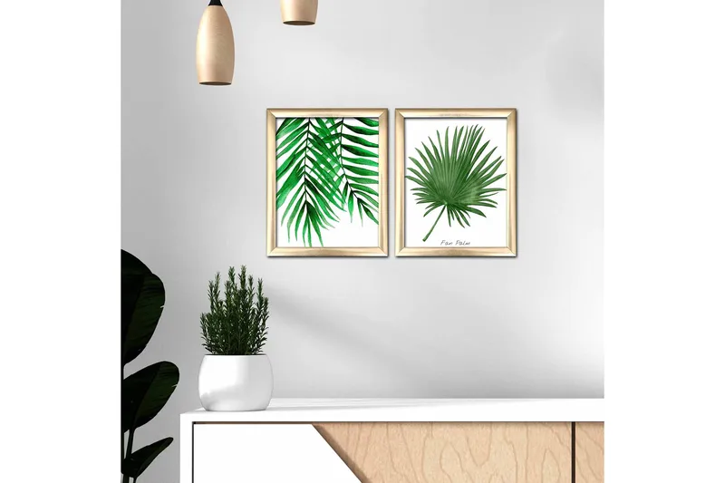 Billede of Floral Frame 2 stk Flerfarvet - 22,3x52,8 cm - Boligtilbehør - Billeder & kunst