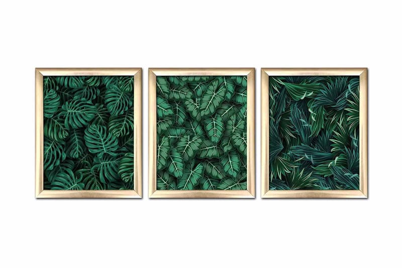 Billede of Floral Frame 3 stk Flerfarvet, 22,3x52,8 cm