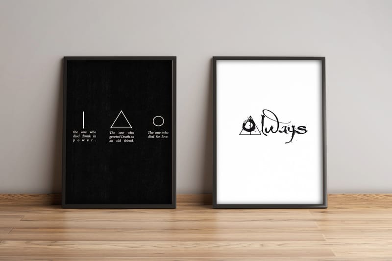 Billede Ordsprog med ramme 2 stk Flerfarvet, 33x65 cm