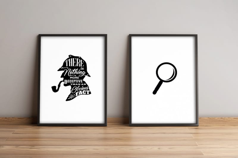 Billede Ordsprog med ramme 2 stk Flerfarvet, 33x65 cm