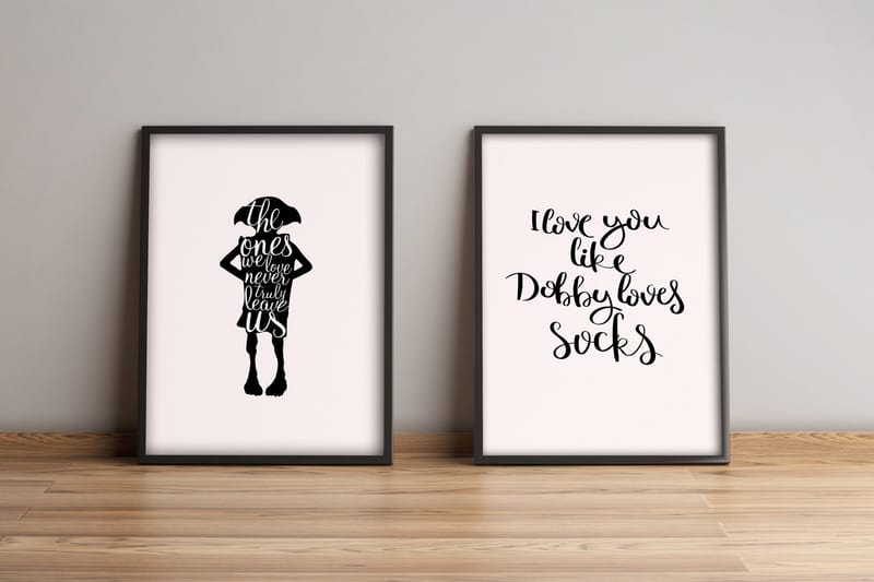 Billede Ordsprog med ramme 2 stk Flerfarvet, 33x65 cm