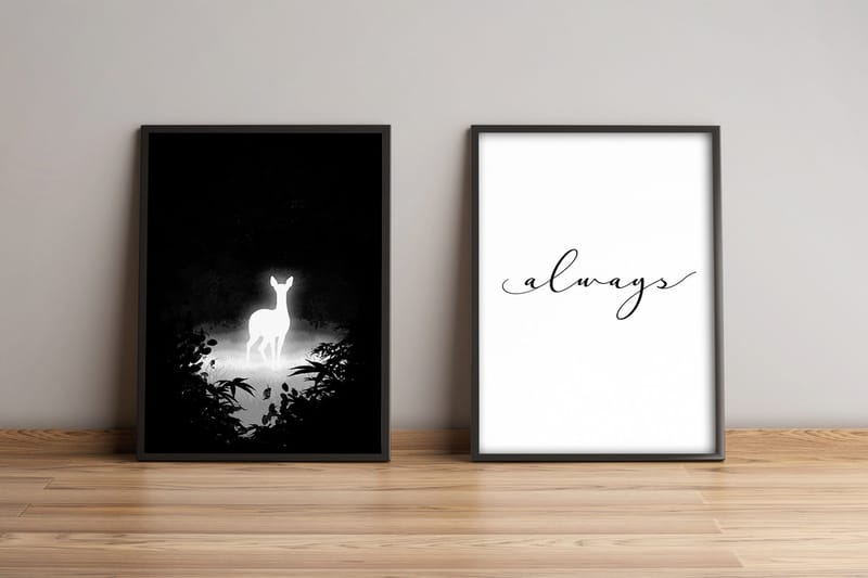 Billede Ordsprog med ramme 2 stk Flerfarvet, 33x65 cm