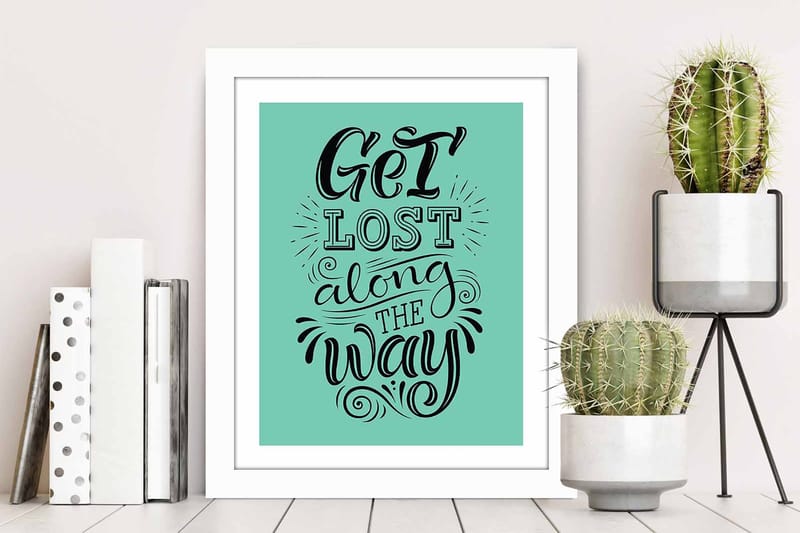 Billede Ordsprog med ramme flerfarvet - 22,3x52,8 cm - Boligtilbehør - Billeder & kunst