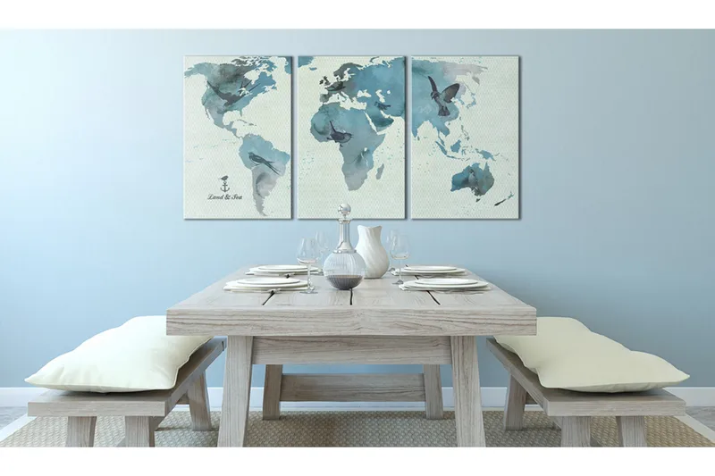 Billede Ornitologiska Verdenskort 120x60 - Artgeist sp. z o. o. - Boligtilbehør - Billeder & kunst - Billeder på lærred