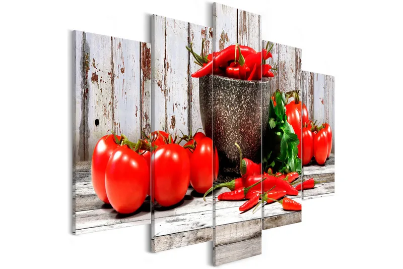 Billede Red Vegetables 5 Parts Wood Wide 200x100, Artgeist sp. z o. o.