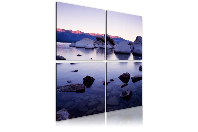 Billede Rocky Stranden Af Alpin Sø 40x40, Artgeist sp. z o. o.