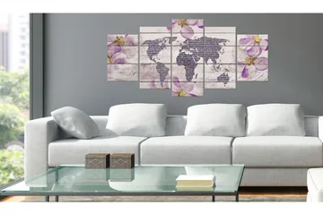 Billede Romantic World Map 200x100 - Artgeist sp. z o. o. - Boligtilbehør - Billeder & kunst - Billeder på lærred
