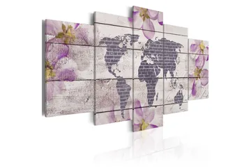Billede Romantic World Map 200x100 - Artgeist sp. z o. o. - Boligtilbehør - Billeder & kunst - Billeder på lærred