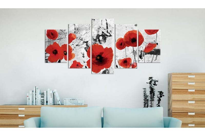 Billede Scarlet Flowers 200x100 - Artgeist sp. z o. o. - Boligtilbehør - Billeder & kunst - Billeder på lærred
