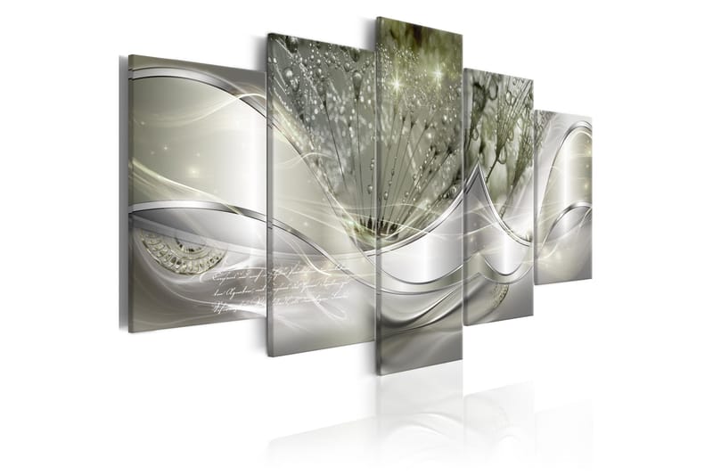 Billede Sparkling Dandelions 5 Parts Green Wide 200x100, Artgeist sp. z o. o.