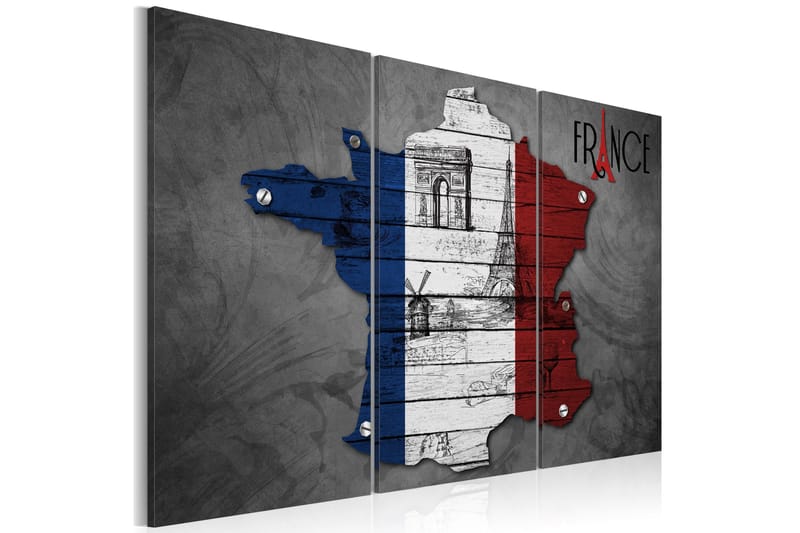 Billede Symboler Frankrig Triptych 60x40, Artgeist sp. z o. o.