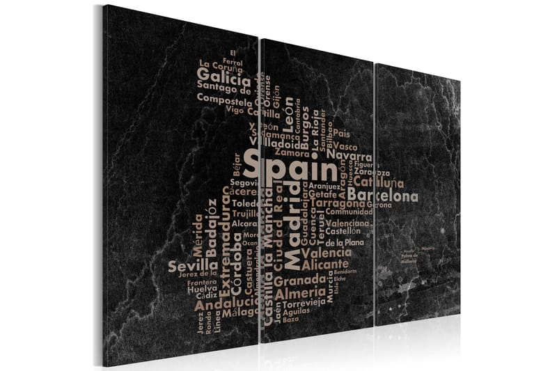 Billede Text Map Of Spain On The Blackboard Triptych 60x40, Artgeist sp. z o. o.