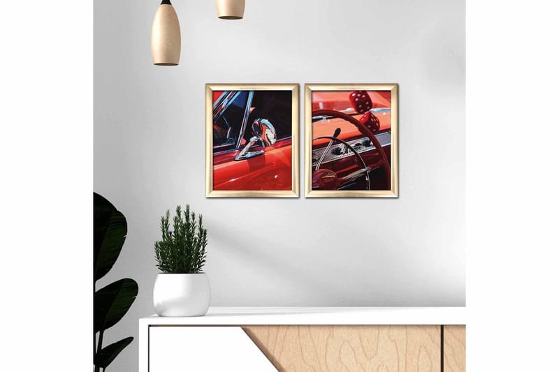 Billede Transport med ramme 2 stk Flerfarvet - 22,3x52,8 cm - Boligtilbehør - Billeder & kunst