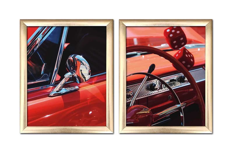 Billede Transport med ramme 2 stk Flerfarvet, 22,3x52,8 cm