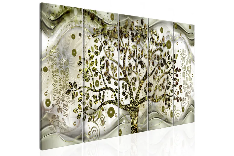 Billede Tree And Waves 5 Parts Green 200x80, Artgeist sp. z o. o.