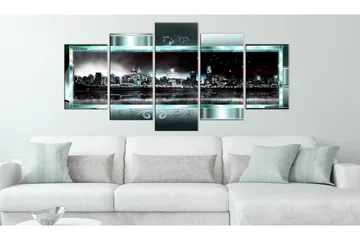 Billede Turquoise New York Starry Night 100x50 - Artgeist sp. z o. o. - Boligtilbehør - Billeder & kunst - Billeder på lærred