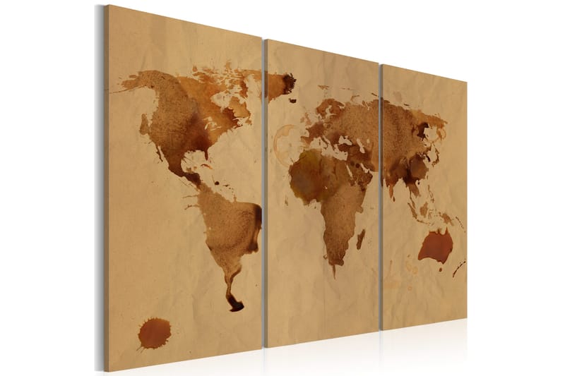 Billede Verden Malet Med Kaffe Triptych 120x80, Artgeist sp. z o. o.