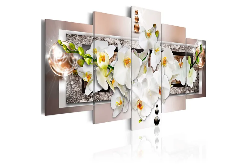 Billede White Abstract Orchid 100x50, Artgeist sp. z o. o.