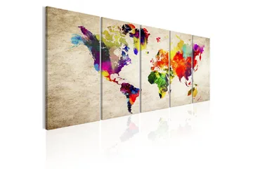 Billede World Map Painted World 200x80 - Artgeist sp. z o. o. - Boligtilbehør - Billeder & kunst - Billeder på lærred
