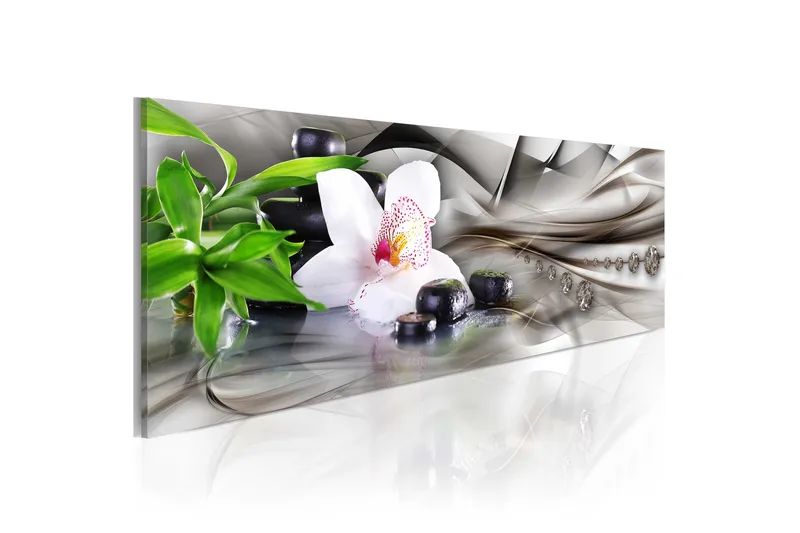 Billede Zen Composition Bamboo Orchid And Stones 135x45, Artgeist sp. z o. o.