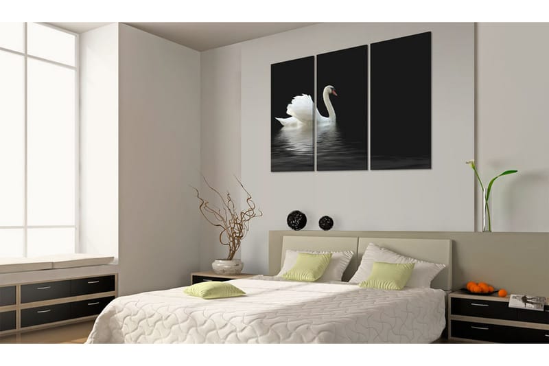 Billede A Lonely White Swan 120x80 - Artgeist sp. z o. o. - Boligtilbehør - Billeder & kunst - Billeder på lærred