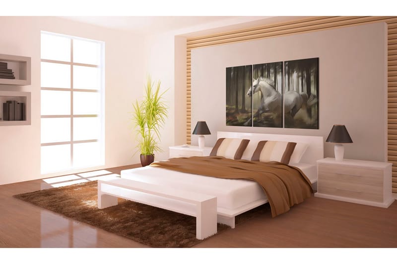 Billede A White Horse In The Midst Of The Trees 120x80 - Artgeist sp. z o. o. - Boligtilbehør - Billeder & kunst - Billeder på lærred