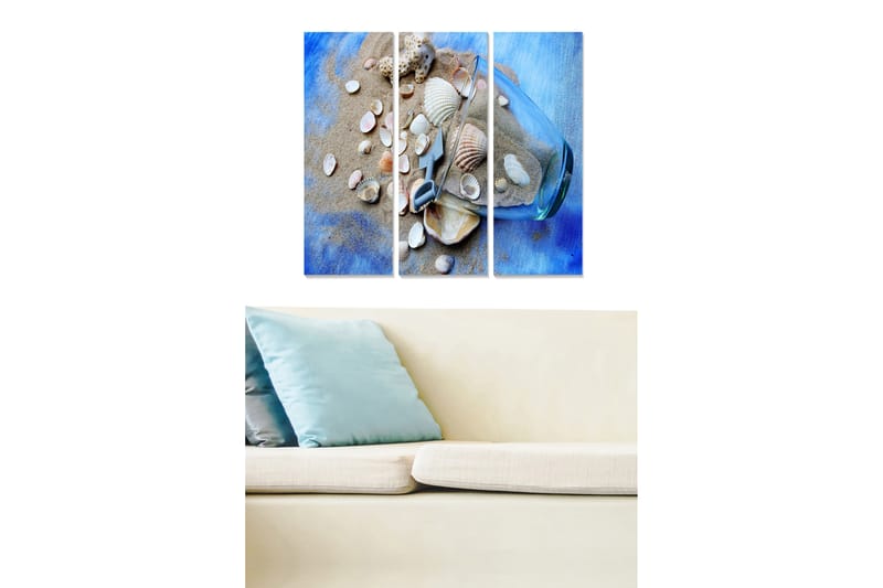 Billede Abstract 3 stk Flerfarvet - 22x05 cm - Boligtilbehør - Billeder & kunst - Billeder på lærred