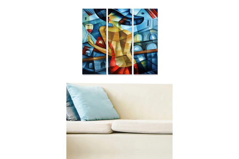 Billede Abstract 3 stk Flerfarvet, 22x05 cm