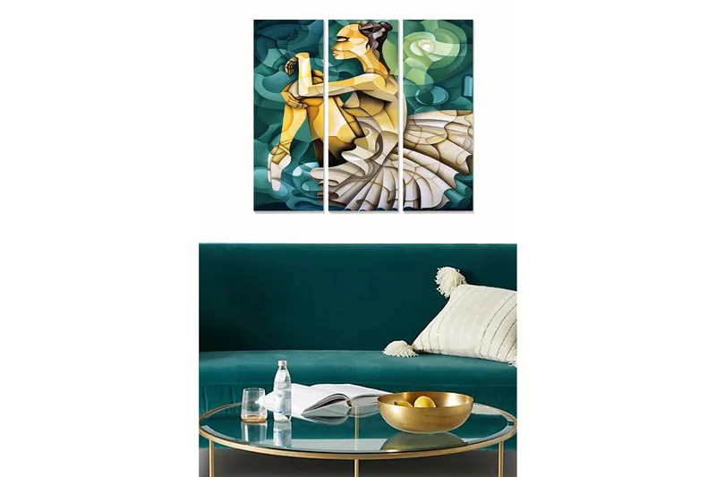 Billede Abstract 3 stk Flerfarvet, 22x05 cm