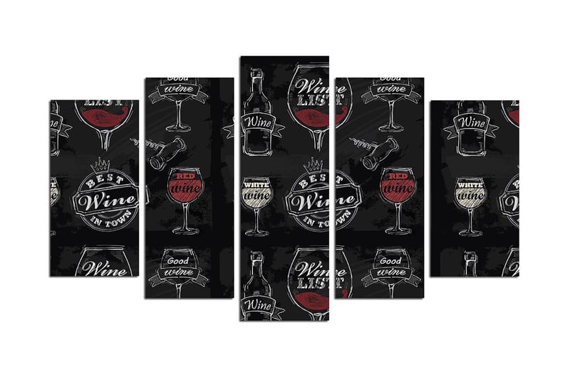 Billede Abstract 5 stk Flerfarvet, 22x06 cm