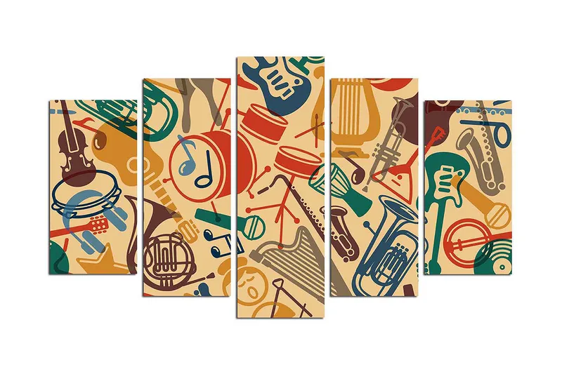 Billede Abstract 5 stk Flerfarvet, 22x06 cm