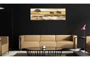 Billede Africa At The Waterhole 120x40 - Artgeist sp. z o. o. - Boligtilbehør - Billeder & kunst - Billeder på lærred