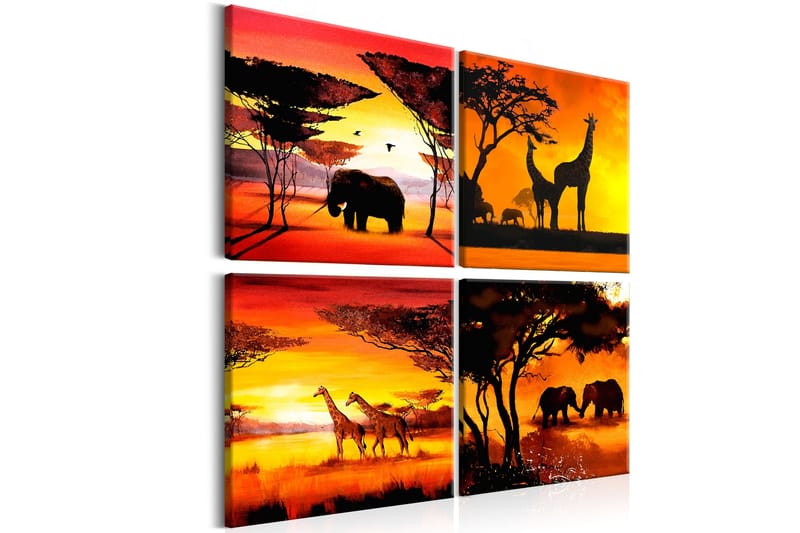 Billede African Animals 4 Parts 60x60, Artgeist sp. z o. o.