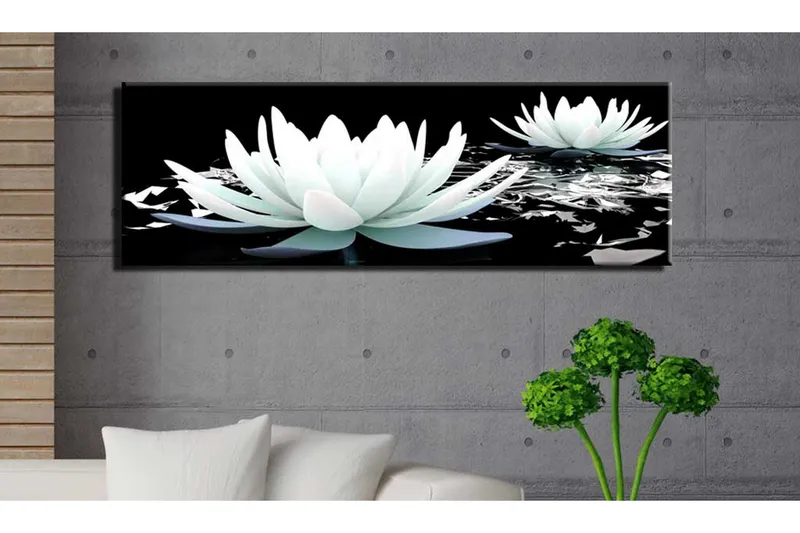 Billede Alabaster Lilies 120x40 - Artgeist sp. z o. o. - Boligtilbehør - Billeder & kunst - Billeder på lærred
