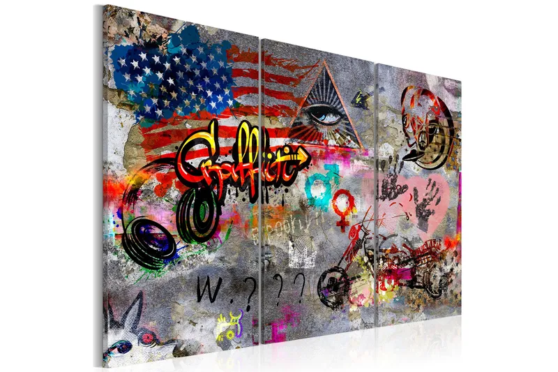 Billede American Graffiti 90x60 - Artgeist sp. z o. o. - Boligtilbehør - Billeder & kunst - Billeder på lærred