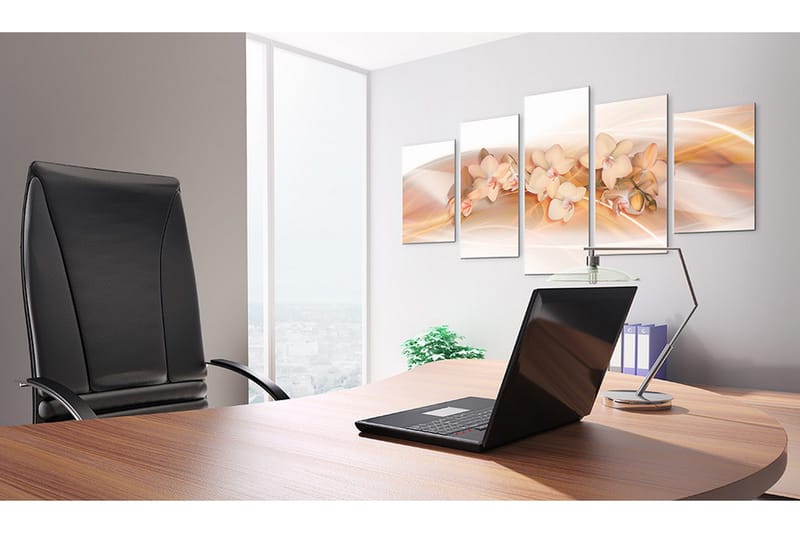Billede An Orchid A Delicate Decoration 100x50 - Artgeist sp. z o. o. - Boligtilbehør - Billeder & kunst - Billeder på lærred
