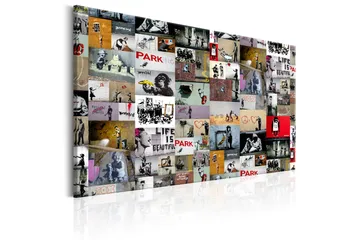 Billede Art of Collage: Banksy 120x80 - Artgeist sp. z o. o. - Boligtilbehør - Billeder & kunst - Billeder på lærred