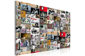 Billede Art Of Collage Banksy Iii 90x60 - Artgeist sp. z o. o. - Boligtilbehør - Billeder & kunst - Billeder på lærred